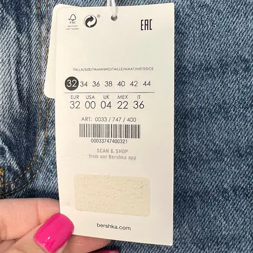 Bershka High Waist Straight Leg Denim Jeans Blue 100% Cotton Size 00 NWT Y2K
