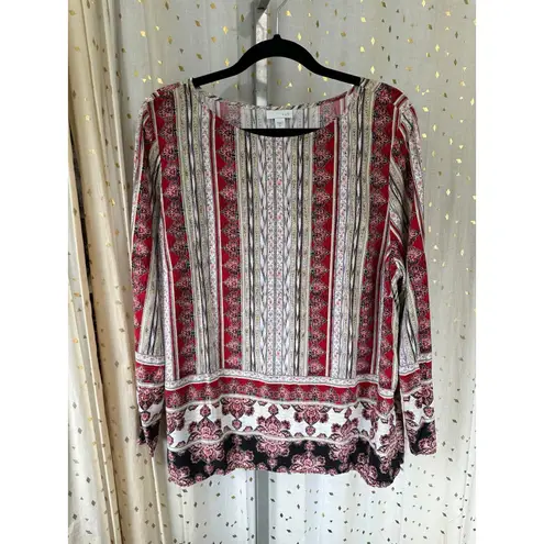 J. Jill Multicolor East Indian Print Crew Neck Long