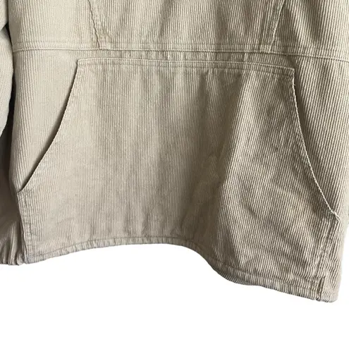 Le lis  Women‎ Top M Beige Collared 1/4 Zip Popover Corduroy Shacket Gorpcore - Image 5