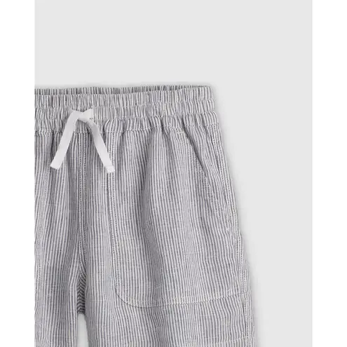 Quince 100% European Linen Drawstring Shorts Blue Pinstripe EUC Size XS