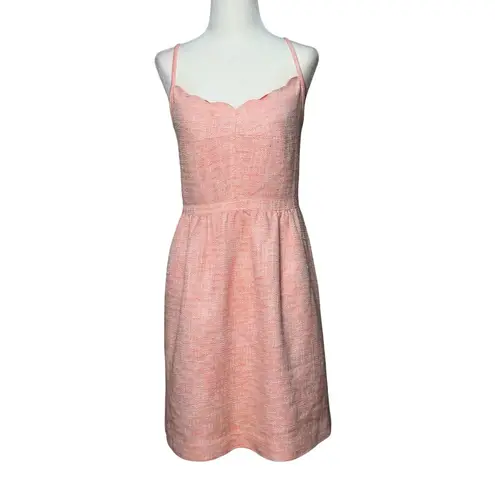 J. Crew womens summer party dress Size 12 Orange/white/Pink pockets Sleeveless Pink