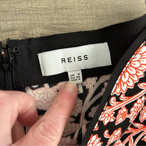 Reiss Kolbie Printed Pleated Red White Floral Midi Slip Skirt 4