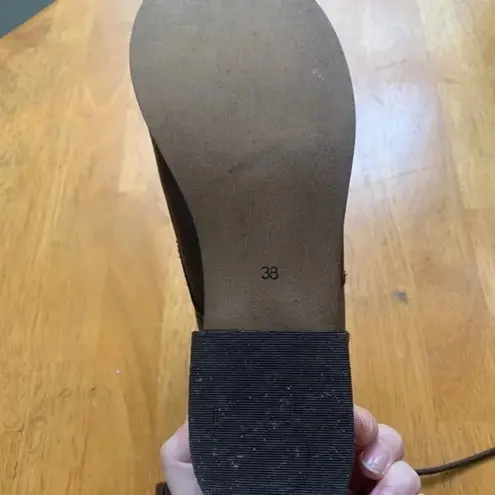 Creator Ankle Leather Booties Boho Chic Brown Lace Up Boots Shoes, Size 38