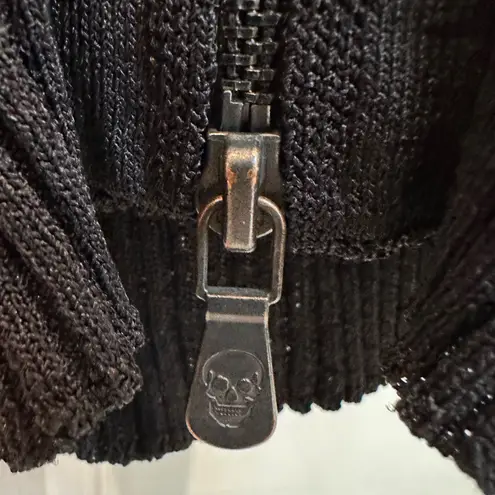 Skull Cashmere Kaydon Ribbed Knit Fitted Full Zipper Goth Punk Midi Dress Size S