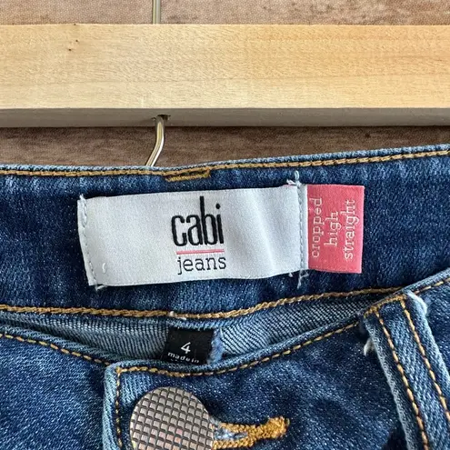 CAbi  Cropped High Straight Distressed Raw Hem Blue Jeans #5495 Size 4