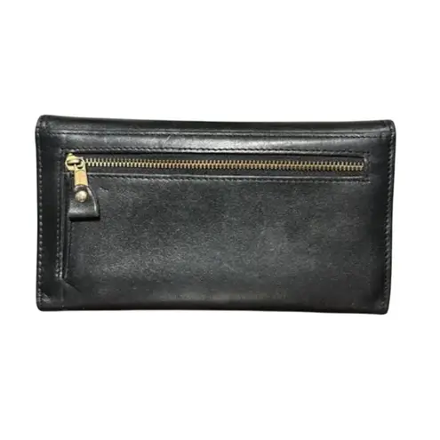 Etienne Aigner Black Leather Wallet Clutch Buckle Snap Closure