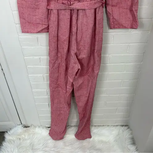 Vintage Scarlett Red Striped Shoulder Pad Jumpsuit