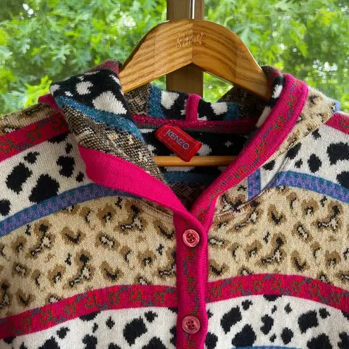 Kenzo Women's Colorful Animal Print Hooded Cardigan Size 44 (U.S. 10) RARE