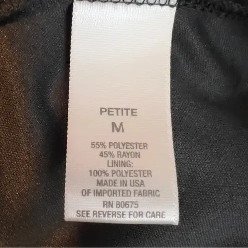 Dress Barn  Size Medium Petite Crewneck Shorts Sleeve Black/White Top