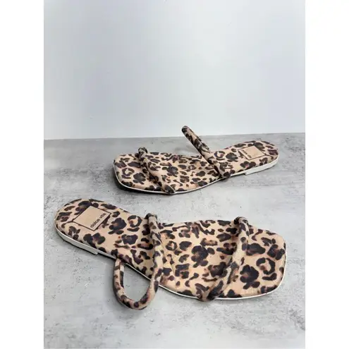 Dolce Vita Sandals Size 7.5 Animal Print Double Strap Flat Sandal Tan