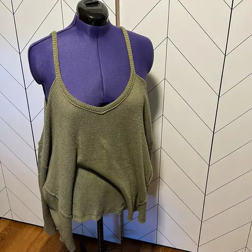 Deletta Anthropologie Women Large Cold Shoulder Oversized Long Sleeve Green