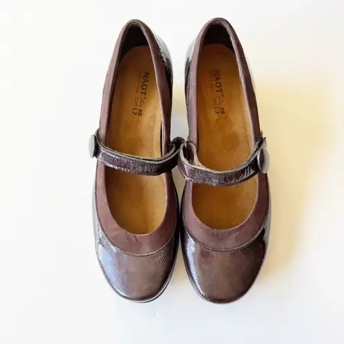 Naot 'Trendy' Mary Jane Heels Women's Size 38 US 7 Plum Burgundy Leather Patent Purple