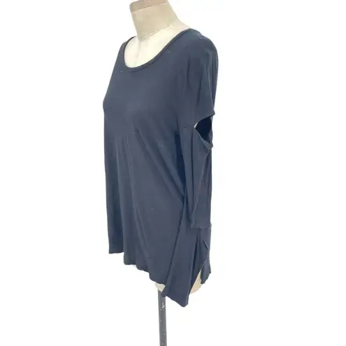 n:philanthropy n:Philanthrophy Gloria Long Sleeve Cutout Top Tee Shirt Black Size Medium