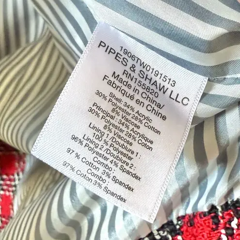 Veronica Beard Harriet Plaid Cutaway Tweed Dickey Blazer Red Sz 2