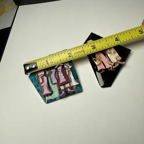 Ladies In Hats Signed Women Pins By Lucinda Brooch Pin Handcrafted Lot Of 2