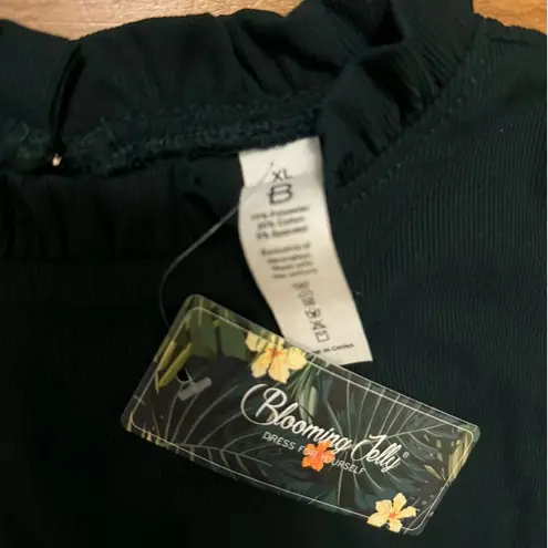 Blooming Jelly NWT Elegant Polka Dots Mesh Green Long Sleeve Blouse size XL