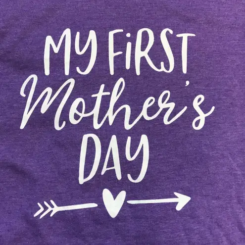 Bella Canvas My First Mother's Day Graphic Purple Pregnancy‎ Tee Shirt Size M Short Sleeve