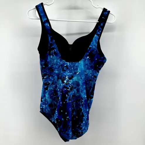 MiracleSuit So Riche Zip Code One Piece Swimsuit Sweetheart Beach Blue Black 12