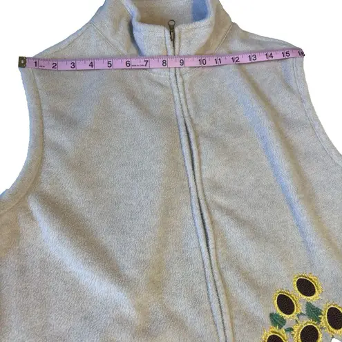 Baxter & Wells Fleece Oat Pumkin Sunflower and bird Fall Full Zip Vest XL Tan