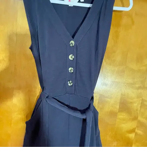 Boden Navy Blue Sleeveless Jumpsuit Womens 6 Tall Belted Wide Leg Pockets Comfy Size undefined