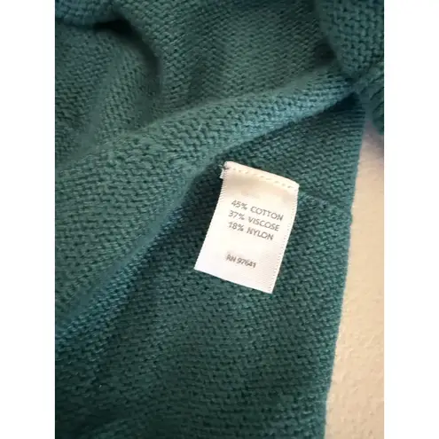 J. Jill Teal Green Draped Ruffle Front Open Cardigan Longline Sweater Duster XL