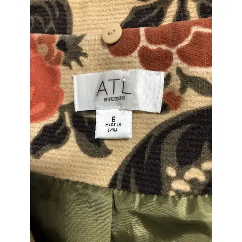 ATL Studio Brown Paisly 6 Jacket without Removable Faux Fur Trim Office Siren