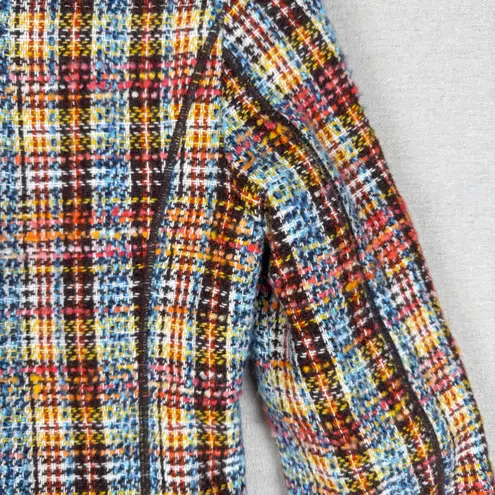 Y2K Women's Tweed Wool Coat Small Multicolor Italian Made Verde & Mela Vintage Blue