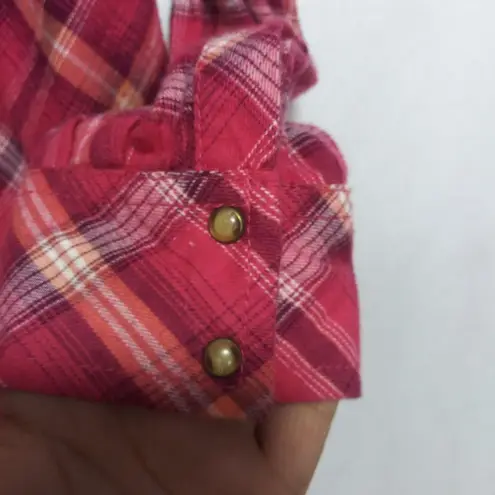 Sonoma  Pink Plaid Western Button Front Long Sleeve Top Size PS
