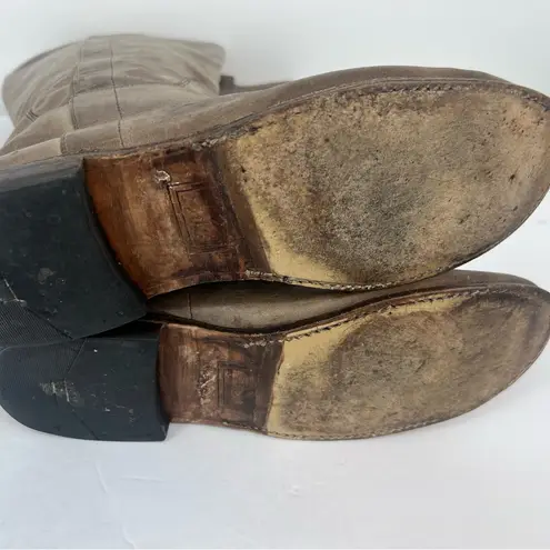 Frye Leather Riding Boots Grey Brown Leather Knee