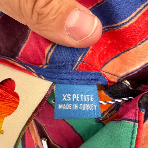 Farm Rio for Anthropologie colorful squiggle stripe wide leg pants size XSP