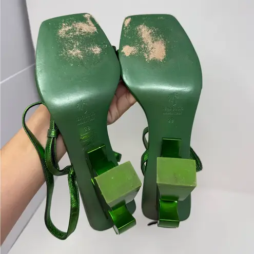 Palm Angels Palm Metallic Tree Heeled Sandals Size US 9