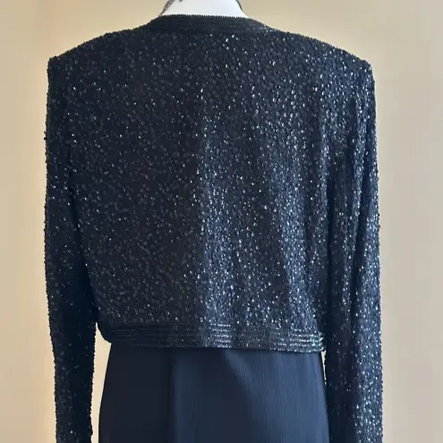 Niteline Della Roufogali Black Elegant Beaded 1 Top Hook Closure SZ L Size L