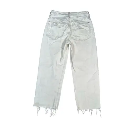 Ética Altin Loose Fit Jeans Natural Denim Mid Rise Relaxed Leg Frayed Hem 27 White