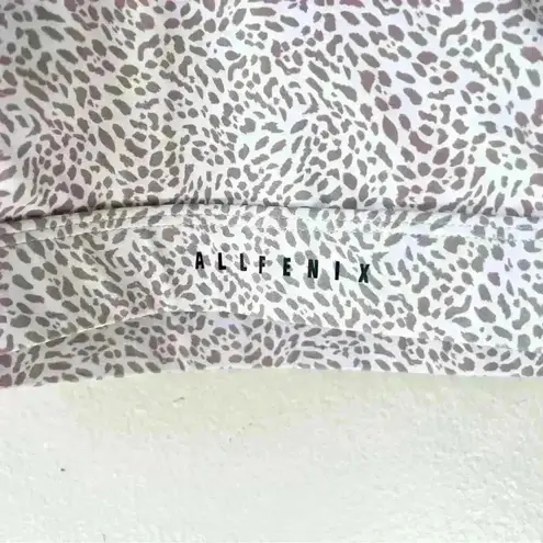 Allfenix M Crop Shelf Bra White Beige Leopard Print Top Stretch Gym Athleisure Size M