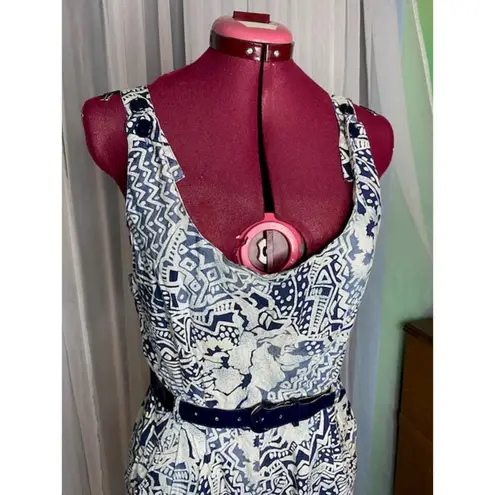 jumpsuit tribal urban overall 1980s navy blue white Size 12