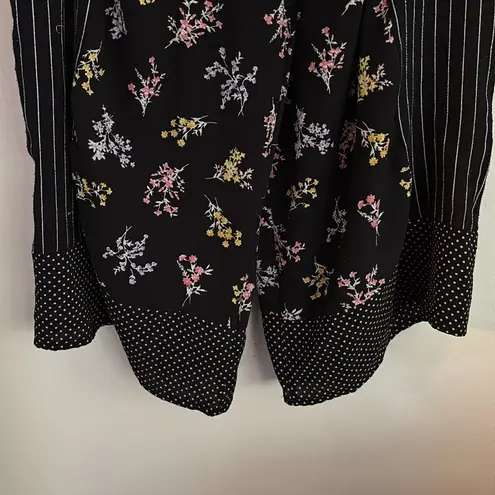 Wrapper Black Sleeveless Floral Striped Print Jumpsuit Pant