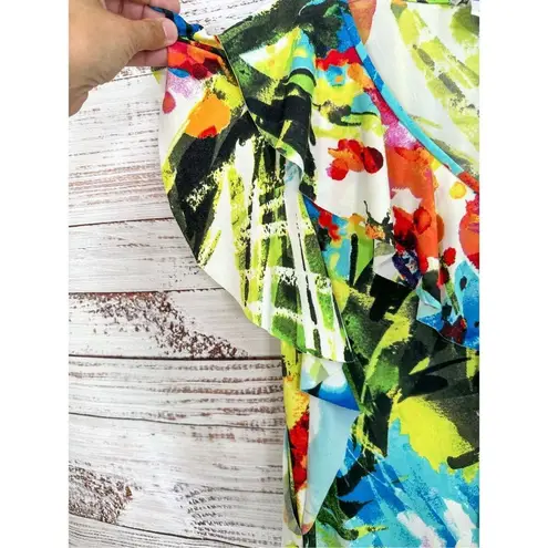 Maggy London Women's Abstract Flutter Sleeve Top Dress Multicolor Size 10