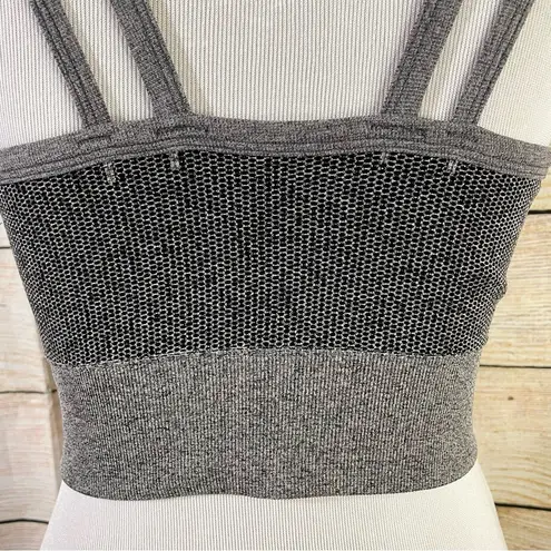 Zella body rhythm gray sports bra strappy back women size Large