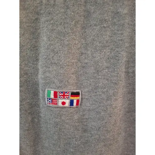 EXPRESS Vintage E XPRESS World Brand Quarter Zip Pullover Sweatshirt Gray Flags Size M - Image 5