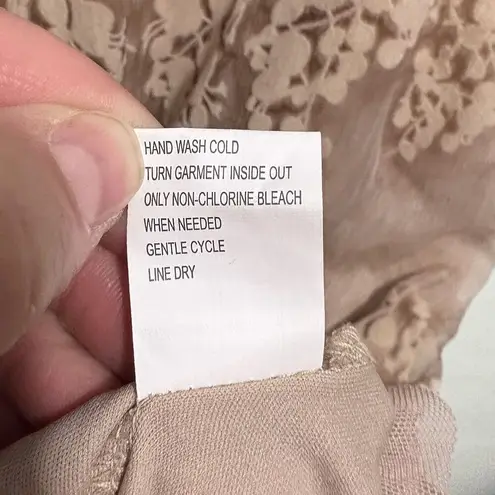 Cal Style Sleeveless Top Blouse Tunic Beige Tan Burnout Velvet Romantic Fairy Size 2X