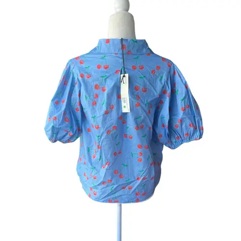 Sweet Cherry Pie Blouse NWT Quirky Blue Size L