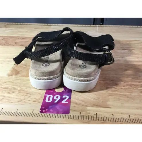 Bella Vita Kato Slingback Platform Sandals Women's 8.5 W Black Buckle Open Toe