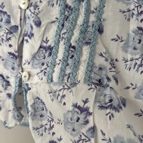 April Cornell Women's Button Down Top Cottage core Prairie Summer Cotton Size L White Size L