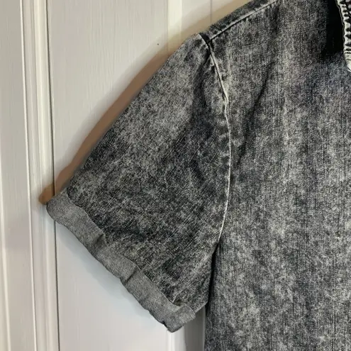 Charcoal Gray Black Acid Wash Button