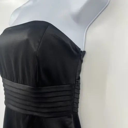 White House | Black Market WHBM Strapless Bubble Hem Dress Sz 2 Black Hoco Holiday Satin Pleats Cocktail