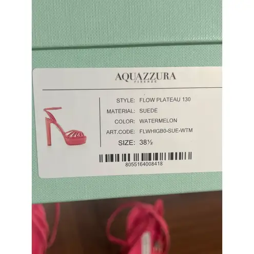 Aquazzura 130mm Flow Plateau Sandals Watermelon 38.5 With Box Pink High Heels Size 7.5