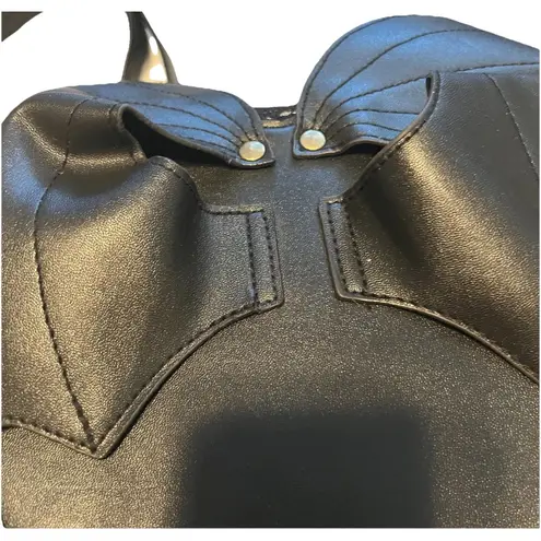 AZA Gothic Heart Bat Wing Backpack Black Lace Trim Faux Leather Mini Bag Purse