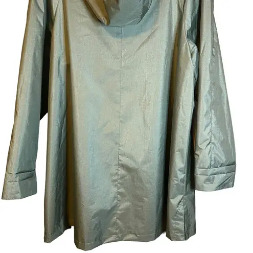 British Mist Sage Green Gingham Trench Coat Size Medium