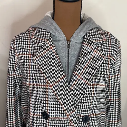 Mystree hooded layered houndstooth double breasted blazer size S