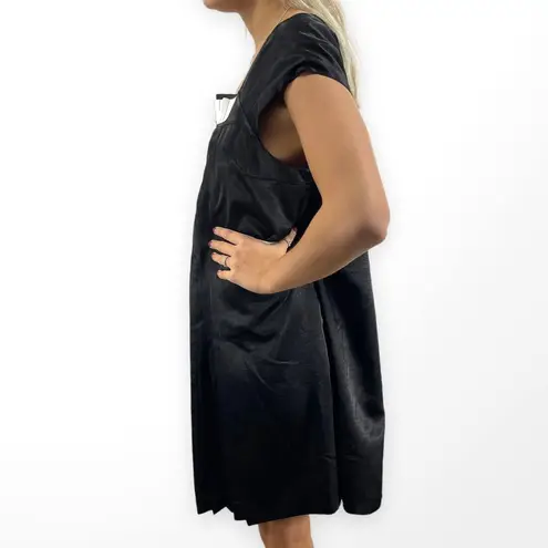 90s SERENA KAY Vintage Black Cap Sleeve Pleated Mini Baby Doll Dress Size 2